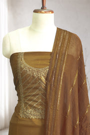 Silk Churidar Material – Golden Thread Work with Sequins