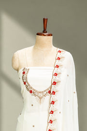 Georgette Churidar Material – Golden Floral Thread & Stone Work