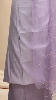 Silk Churidar Material –  Floral Thread & Sequins Work