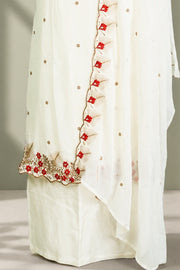 Georgette Churidar Material – Golden Floral Thread & Stone Work