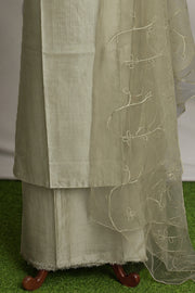 Silk Churidar Material –  Floral Thread & Sequins Work