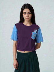 Loopknit Crop Short Top with Embroidery Thread Work