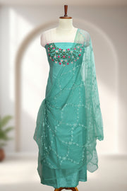 Silk Churidar Material with Embroidery Work