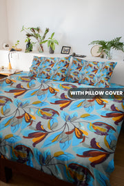 Floral Print Double Bedsheet with Matching Pillow Covers