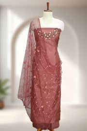 Elegant Silk Churidar Material with  Embroidery Thread