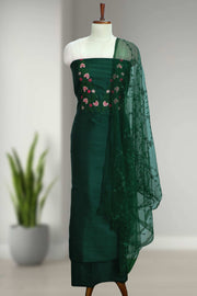 Embroidered Thread Work Silk Unstitched Dress Material
