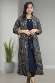 Rayon Printed Kurti with Overcoat Style