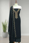 Silk Churidar Material with Golden Embroidery