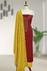Silk Churidar Material – Golden Embroidery & Sequins Work