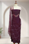 Silk Churidar Material with Floral Thread Embroidery