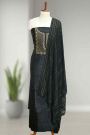 Silk Churidar Material with Golden Embroidery