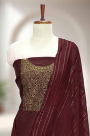 Silk Churidar Material with Golden Embroidery