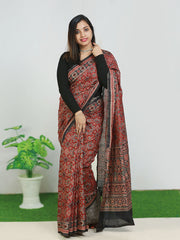 Elegant Ajrakh Cotton Saree with Blouse - Traditional Charm