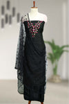 Silk Churidar Material with Floral Thread Embroidery