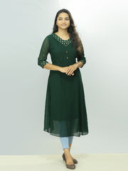 Women Embroidered Georgette Flair Feeding Kurti - ₹624/-