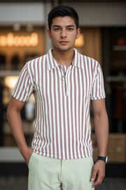 Men’s Loop Knit Collar T-Shirt with Front Zip Design