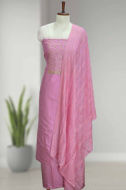 Silk Churidar Material with Sequin & Golden Thread Embroidery