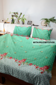 Floral PolyCotton Bedsheet with Pillow Cover