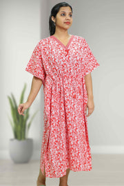 Polycotton Kaftan Night Dress with Floral Print