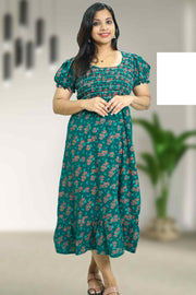Cotton Night Dress with Printed Design