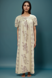 Women’s Printed Cotton Nighty – Babra Pattern