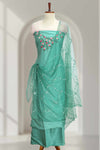 Silk Churidar Material with Floral Thread Embroidery