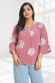 Rayon Short Top with Embroidery