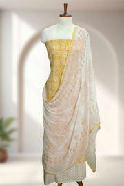 Cotton Churidar Material – Floral Print with Button Work