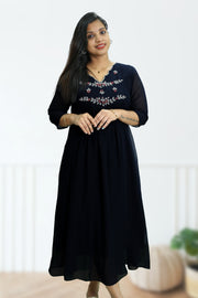 Flared Georgette Kurti – Cut Bead & Sequins Work