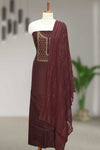 Silk Churidar Material with Golden Embroidery and Box Work