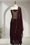 Georgette Churidar Material with Golden Embroidery & Box Work
