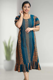 Cotton Night Dress with Floral Print