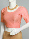 Round Neck Short Sleeve Lycra Blouse Comfy & Chic Stretchable Party Blouse