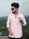 Men's Regular Fit Satin Cotton Printed Full Sleeve Casual Shirt