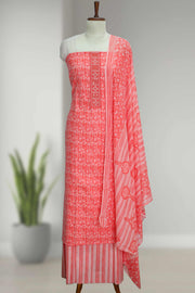 Cotton Churidar Material – Floral Print & Thread Work