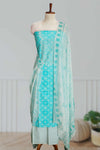 Cotton Churidar Material with Floral Thread Embroidery