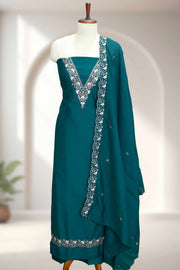 Silk Churidar Material – Floral Elegance