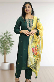 Sparkle Silk Stonework Churidar Set