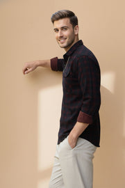 Harbour Men Checked Double Pocket Cotton Casual Shirt