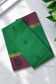 Handloom Cotton Saree – Small Thread Butta with Contrast Border