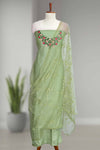 Elegant Silk Churidar Material with Floral Embroidery