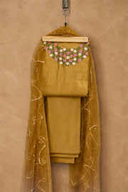 Silk Churidar Material –  Floral Thread & Sequins Work