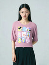 Loopknit Crop Short Top with Cartoon Print