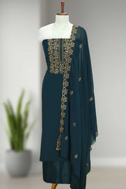 Georgette Churidar Material with Golden Thread & Sequins Work