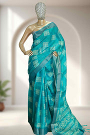 Synthetic Linen Saree with Batik Design
