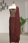 Silk Churidar Material with Golden Embroidery .