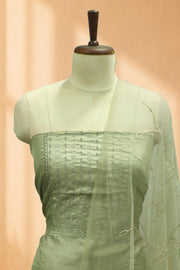 Silk Churidar Material –  Floral Thread & Sequins Work