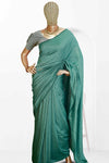 Fancy Vichitra Saree – Silver Glitter Elegance