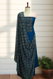 Silk Churidar Material-Ajrakh Print