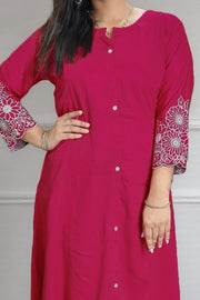 Women  Embroidered  A-line Kurti